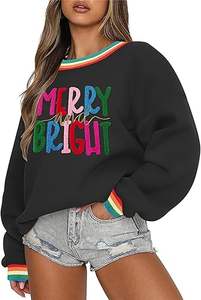 Sweat-shirt à col rond en molleton surdimensionné pour femme, en coton 100 %, à rayures, avec poignets en chenille, personnalisé - Product Image 3