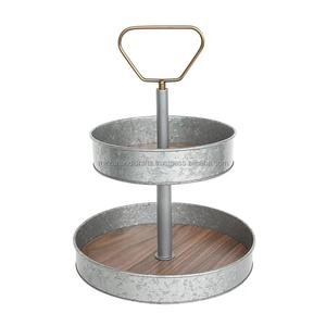 High Quality Galvanized Metal Snack Serving Cake Stand for Home & Restaurant Decorative Metal Platters <b>Resin</b> <b>Epoxy</b> Mold Handles - Product Image 3