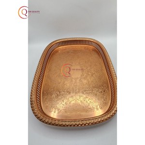 จานเสิร์ฟพร้อมแผ่นทองแดงเคลือบด้วยค้อนของตกแต่งบ้านโต๊ะในครัวถาดเสิร์ฟโลหะที่ปลอดภัย - Product Image 4