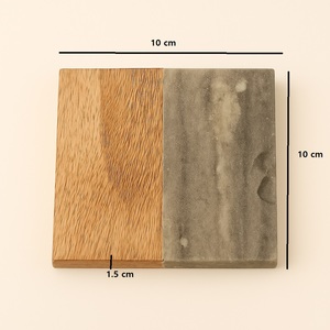 Marble Wood Coaster Multiple Cup Holder Tabletop <b>Protection</b> and Kitchen Accessories acacia wooden coaster for dining <b>table</b> decor - Product Image 3