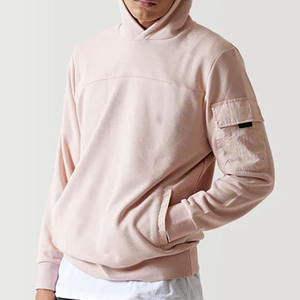Jersey 100% algodón polar con capucha bolsillo en el brazo para hombres Jersey holgado con cuello con capucha sudadera de peso pesado para invierno - Product Image 1