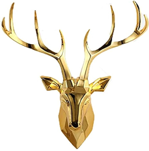 หัวกวางสีดำแบบมินิมอลพร้อมเขากวางสีทองกว้าง งานศิลปะติดผนังที่สวยงาม มีจำหน่ายในราคาขายส่ง - Product Image 2