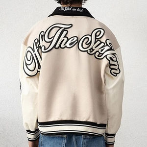 แจ็กเก็ตหนัง PU สำหรับผู้ชายปรับแต่งได้เสื้อโค้ทบอมเบอร์พิมพ์ลายตัวอักษรแนวสตรีทสองชั้นสำหรับฤดูใบไม้ผลิ - Product Image 3