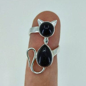 Handmade Cat Shape <b>Ring</b> <b>Black</b> <b>Onyx</b> Gemstone 925 Sterling Silver Perfect Wedding Gift for love With 925 Stamp Jewelry - Product Image 4