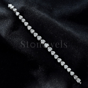 Luxury Tennis Bracelet for Women Rose Gold & Silver Heart with 40 Moissanite Lab Grown Diamonds Party Gift - Product Image 5