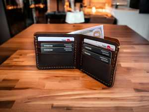 Full Grain <b>Leather</b> Bifold <b>Men</b> <b>Wallet</b> Handmade Classic Bifold Minimalist Gift Card Holder CHW-0023 - Product Image 4