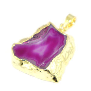 Pendentif en métal laiton plaqué or 18 carats, forme fantaisie, pierre géode druzy, mode contemporaine, bijoux pour femmes et filles, vente en gros - Product Image 2