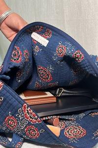 Bolsa de Viaje Ajrak de Algodón Estampada a Mano, Gran Capacidad, Ecológica, Táctica, de Alta Calidad, Duradera, Deportiva y de Lujo - Product Image 4