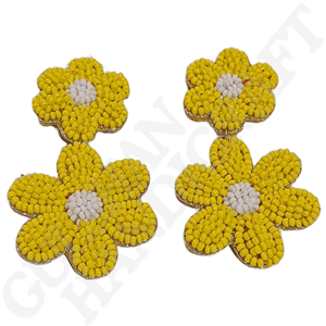Nature-<b>Inspired</b> Eco-Friendly Vintage Flower Shaped Embroidery Drop Earrings Handwoven Custom <b>Jewelry</b> for Fashion Parties - Product Image 5