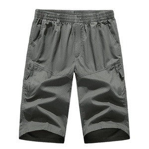 Pantalon court d'été en pur coton Nouveau short léger de couleur unie Grand short de plage de jogging pour hommes Pantalon de survêtement ample - Product Image 1