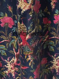 Cortinas de terciopelo azul marino con estampado de pájaros, estilo bohemio, personalizadas en cualquier tamaño, 100% algodón, terciopelo de alta calidad. - Product Image 5