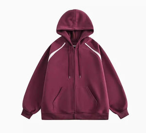 Veste zippée de haute qualité pour hommes lourds Sweat à capuche de style de rue avec fermeture éclair à capuche à manches longues - Product Image 4