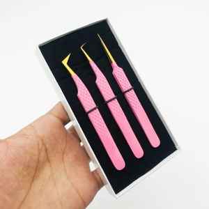 แหนบต่อขนตาสแตนเลสปลายแหลมปลายเรียบด้ามจับเพชรพร้อมปลายเส้นใยออกแบบได้ตามต้องการ - Product Image 3