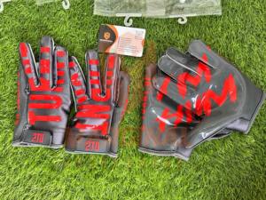Gants de football américain pour hommes en gros, qualité supérieure, logo personnalisé, poignées antidérapantes, doigts entiers, poignet réglable, cuir - Product Image 4