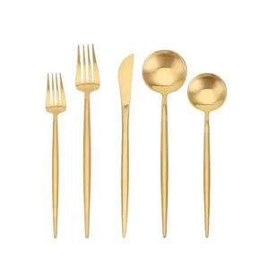 Ensemble de couverts de mariage pour hôtel, design royal décoratif moderne, miroir poli, plaqué cuivre, ensemble de couverts en acier inoxydable de haute qualité - Product Image 4