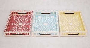 Plateau de service en incrustation d'os blanc naturel Plats de service Plateaux de service en chocolat Logo personnalisé Plateau en incrustation d'os pour la maison Hôtel Restauration - Product Image 6