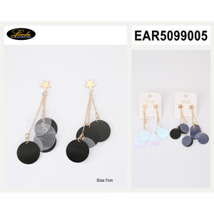 Classici orecchini con maglie metalliche in pietra colorata a cerchio motivi geometrici in perla turchese per regalo per festa in ottone rame - Product Image 5