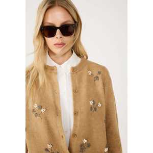 เสื้อคลุมคาร์ดิแกนลำลองลายดอกไม้พิมพ์ลายดอกไม้ประดับมุกสำหรับฤดูใบไม้ร่วง  ผ้าแคชเมียร์  ติดกระดุม - Product Image 2