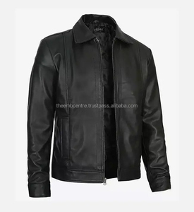 Veste de mode en cuir véritable à fermeture éclair personnalisée pour hommes de bonne qualité à des tarifs de gros Veste en cuir de couleur personnalisée pour hommes - Product Image 2