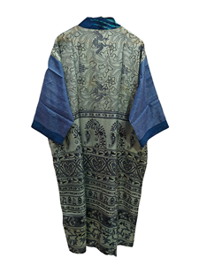 Pure soie Sari Kimono léger Vintage Sari Robe doux plage Robe de soirée indien à la main Kimono en soie - Product Image 5
