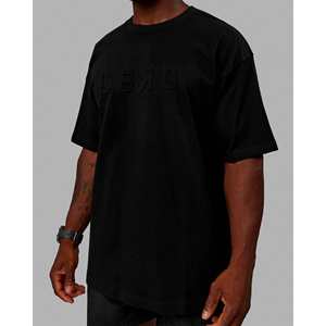 เสื้อยืดโอเวอร์ไซส์เนื้อหนัก ผ้าฝ้ายผสมใยไผ่ ย้อมสีพื้น 240-250 GSM สีดำ - Product Image 1