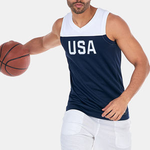 Chaleco de Baloncesto Personalizable con Estampado de EE. UU., Sin Mangas, de Secado Rápido, Transpirable, 100% Poliéster, Unisex, para Verano, Fitness, Camiseta sin Mangas - Product Image 3