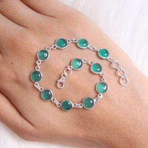 925 Sterling Silver Handmade <b>Gemstone</b> Green Onyx Spinner <b>Bracelet</b> Jewelry 925 Solid Stone Best Quality Wedding Gift <b>Bracelet</b> - Product Image 5