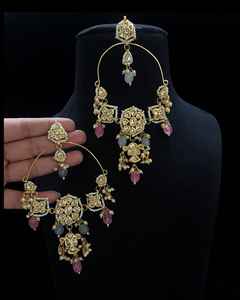 ชุดต่างหู kundan ชุบทองคุณภาพสูงจากผู้ผลิตอินเดียเครื่องประดับแฟชั่นไข่มุกหลายสี - Product Image 5