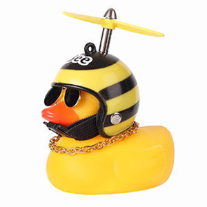Sonnette de vélo électrique Turbo Duck avec casque de sécurité en <span class=keywords><strong>bambou</strong></span> et libellule, sonnette de vélo électrique Little Yellow Duck, sonnette de vélo électrique Turbo Duck avec casque de sécurité en <span class=keywords><strong>bambou</strong></span> et libellule - Product Image 1