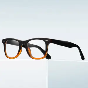 Logo Custom 2023 Fashion Retro Leopard Printed Square Computer Glasses TR90 Frame Anti Blue Light Eyeglasses