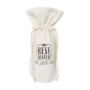 Best Sister Ever Cotton Canvas Wine Bag - Product Image 1