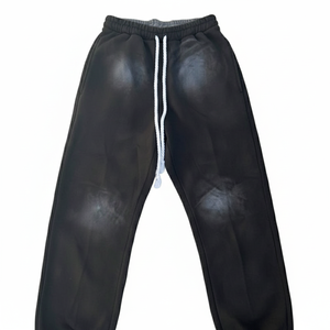 Jeans droits pour homme taille plus, lavage moyen vintage personnalisé, taille mi-haute, 100% coton, poids lourd, streetwear - Product Image 3