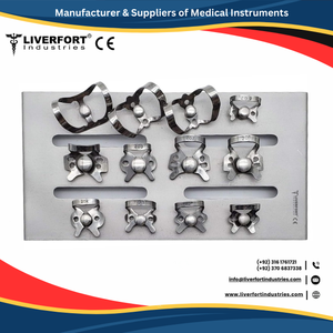 Ensemble de pinces dentaires et de barrage en caoutchouc, 12 supports de montage, autoclavable, instruments dentaires manuels en acier inoxydable, orthodontie CE ISO - Product Image 3