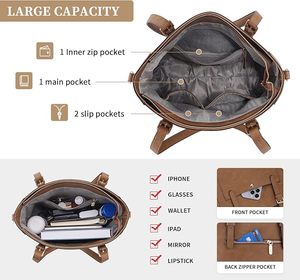 Bolsos elegantes de moda al por mayor para mujer, bolsos de mano personalizados, bolso cruzado con patrón de logotipo, forro de lona de cuero - Product Image 3