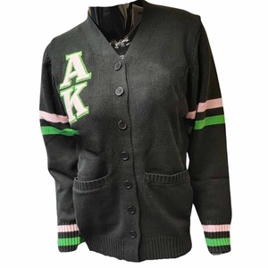 DST Custom Sorority Knit <b>Cardigan</b> <b>Sweater</b> |Delta| |Sigma| Greek Letter Embroidery V-Neck <b>Womens</b> 100% Cotton Contrast Color - Product Image 6