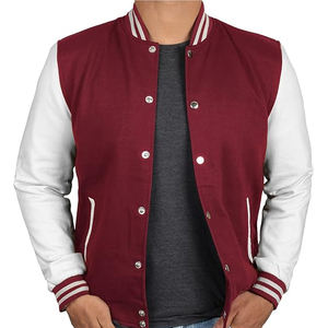 Chaqueta universitaria con logotipo personalizado y mangas de cuero y bordado, chaqueta de estilo Letterman de béisbol universitario negro para hombres y mujeres - Product Image 3
