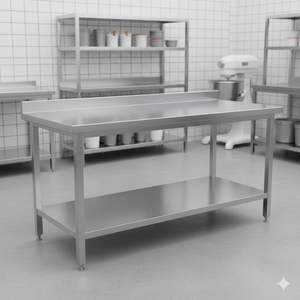 Mesa de Trabajo de Acero Inoxidable 201/304 para Cocina Comercial, Mostrador para Alimentos Fríos, Gabinete de Almacenamiento Desmontable, Capacidad Personalizada, Origen Estadounidense - Product Image 2