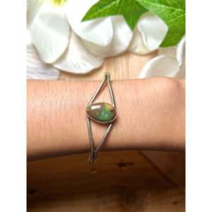 Navajo Handmade Kingman Turquoise & Sterling Silver Cuff Bracelet Cultural Collectible Jewelry - Product Image 5