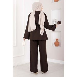 Conjunto Británico de Dos Piezas: Top y Shorts de Crepé con Cinturón Abotonado, Corte Ajustado, Estilo Club, para el Hogar y Verano - Product Image 5