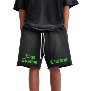 กางเกงขาสั้นผู้ชายทรงลำลองผ้าวอร์สเต็ดย้อมสีแบบวินเทจ ระบายอากาศได้ดี แห้งเร็ว เป็นมิตรกับสิ่งแวดล้อม มีเชือกผูกเอว สีซีดจางแบบซันเฟด เหมาะสำหรับฤดูร้อน ไซส์พลัส - Product Image 1