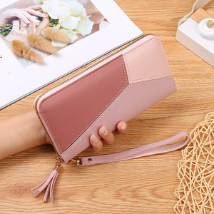 Cartera de moda para mujer, monedero con cremallera, bolso de mano largo para mujer, bolso de mano de cuero de retazos, tarjetero para mujer, cartera para teléfono - Product Image 3