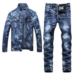 Nueva Llegada Personalizada Hombres Jeans Conjuntos de Color Sólido Hombres Jeans Conjunto Cubierto Botón Hombres Jeans Conjunto - Product Image 1