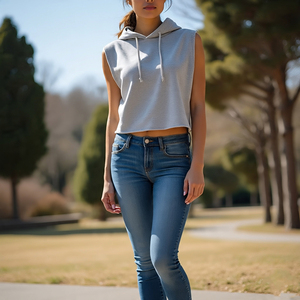 Crop Sleeveless Hoodies <b>Tops</b> Yoga Fitness Wear Exercise Tank <b>Tops</b> Hooded Sleeveless Hoodie Cropped Ladies - Product Image 3