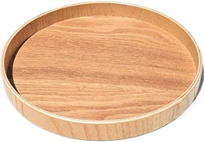 Bandeja redonda de madera para servir plato de madera Natural plato para servir comida para desayuno merienda té café bebidas fruta decoración del hogar - Product Image 5