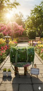 Sac de voyage en toile de coton écologique durable de luxe décontracté sportif tactique de grande capacité avec fermeture éclair, fabriqué à la main en Inde, avec un motif de palmier vert - Product Image 3