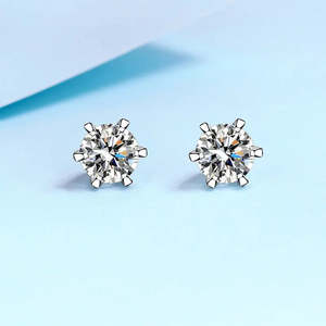 Pendientes redondos de moissanita Sparklite de 0,6-4 quilates - Product Image 2
