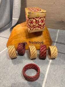 Tradebyd Anneaux de serviette en rotin Boho Porte-serviettes tissés naturels pour les fêtes, les mariages et les repas - Product Image 3