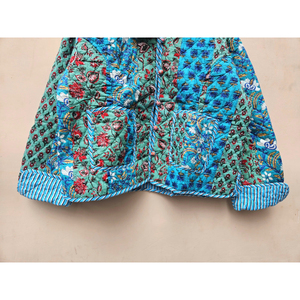 Automne femmes coton matelassé veste à la main Vintage lin rayure confortable Floral imprimé bouton embrassant Style bohème - Product Image 5