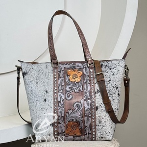 Bolso de Hombro Cruzado de Cuero Personalizado de Lujo para Mujer, con Tachuelas de Cristal, Bolsos de Mano de Piel de Vaca, Bolso Tote Diario para Damas - Product Image 1