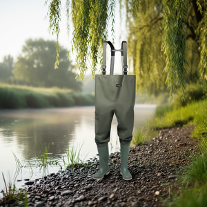 Cuissardes de pêche vert olive taille 42 en PVC sur tissu de support en polyester, lot de 3400 - Product Image 3